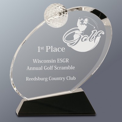 Crystal Oblong Golf Award, Medium (6"x6-1/2"H)