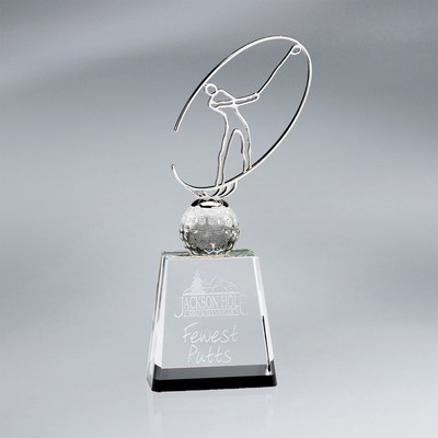Orbital Metal Golfer on Clear Crystal Base (5"x10")