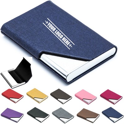 PU Leather Stainless Steel Business Card Holder