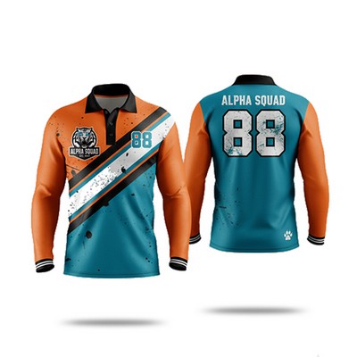Sublimation Long Sleeve Polo - 180G Silk-Feel Interlock