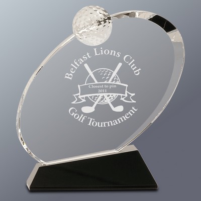 Crystal Oblong Golf Award, Small (5-1/2"x6"H)